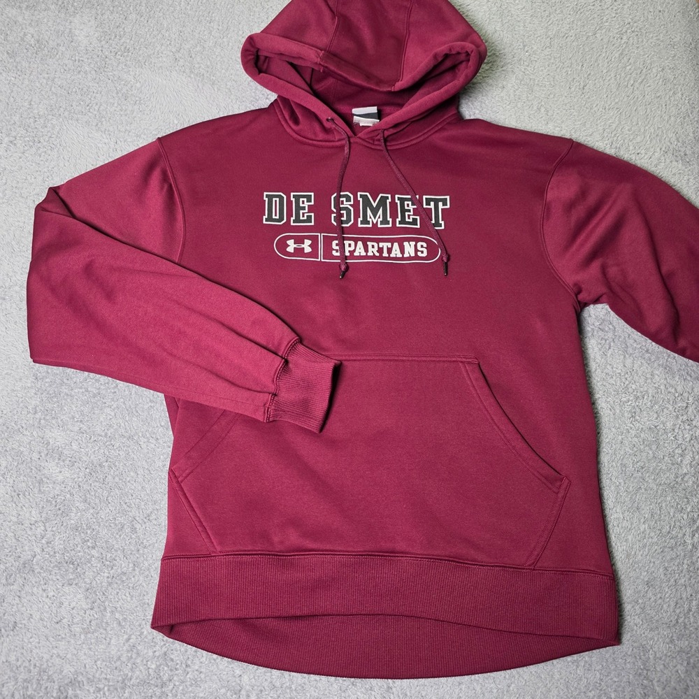 Under Armour Unisex Small Hoodie Maroon De Smet Spartans Graphic Pullover Fleece